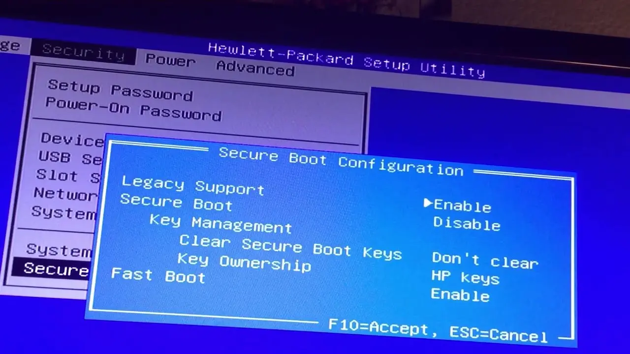 hewlett packard setup utility secure boot - How do I enable Secure Boot configuration utility on HP BIOS
