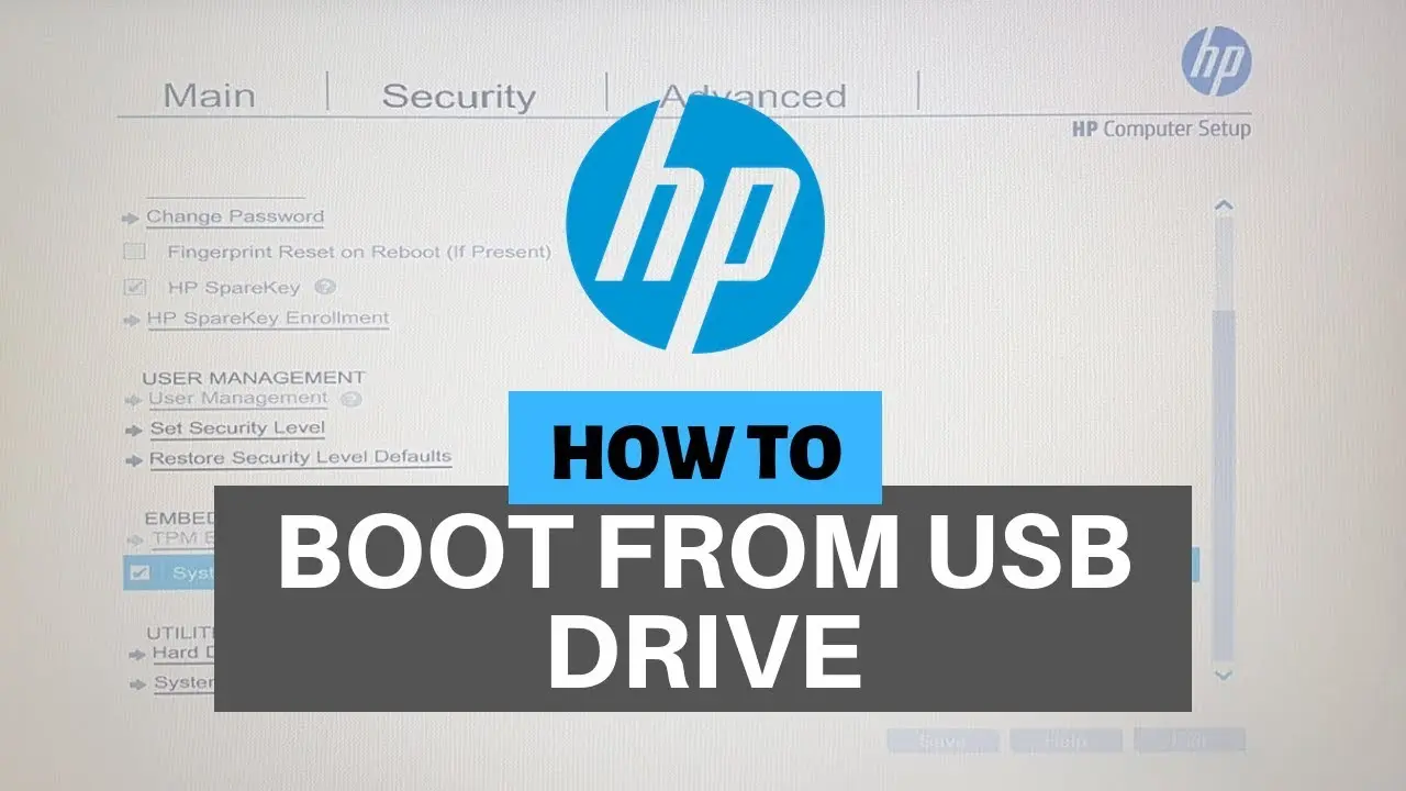 hewlett packard bios boot from usb - How do I force BIOS to boot from USB