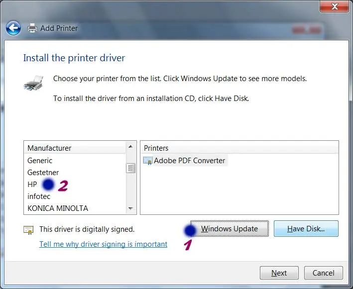 hewlett packard deskjet 840c win7 driver - How do I install printer drivers on Windows 7