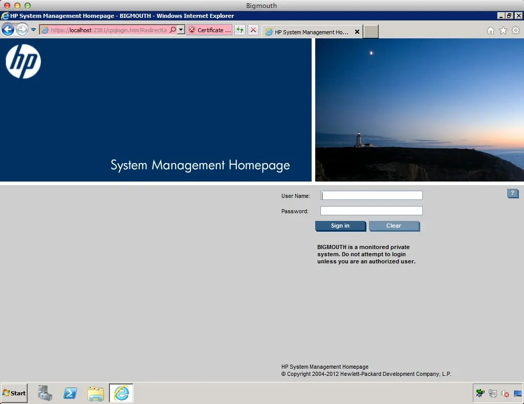 hewlett packard enterprise system management homepage default password - How do I open HP System Management Homepage
