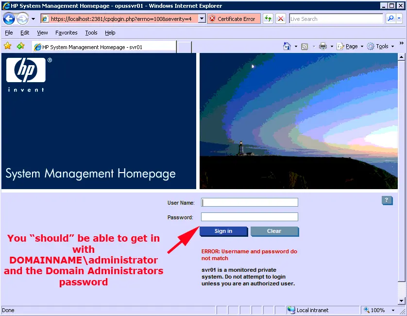 hewlett packard enterprise system management homepage default password - How do I reset my HP System Management Homepage password
