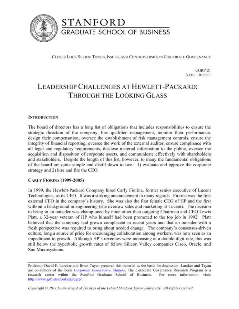 leadership challenges at hewlett packard through the looking glass - What are some specific challenges you are currently facing as a leader