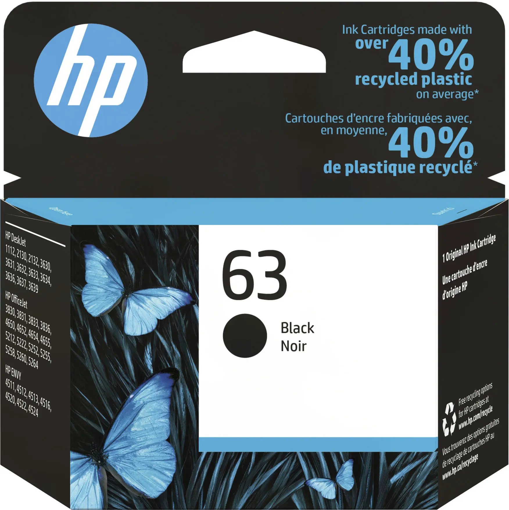 Hp original ink cartridge 63 black - high-quality performance