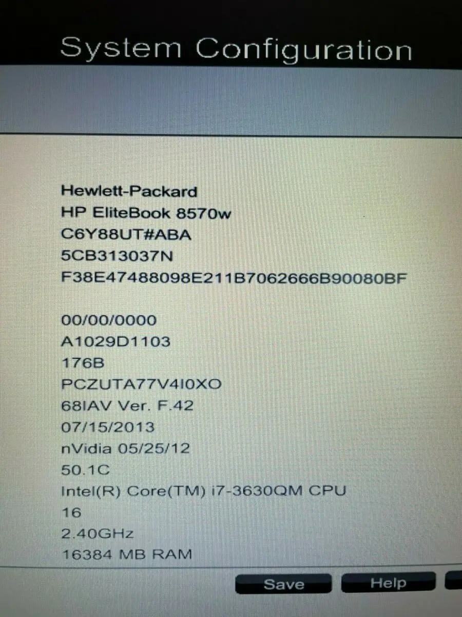 hewlett packard 176b bios - What size screen is the HP 8570w